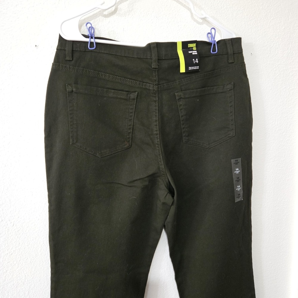NEW Style & Co Denim Tummy Control Jeans Hi-Rise Straight Leg Olive Green 14 - Picture 4 of 15